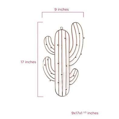 Customized cactus shaped gold wall mounted jewelry organizer for necklaces bracelets earrings