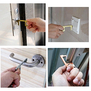 Fast Delivery Sterilization Prevent Infection Zinc Alloy No Touch Door Opener Keychain