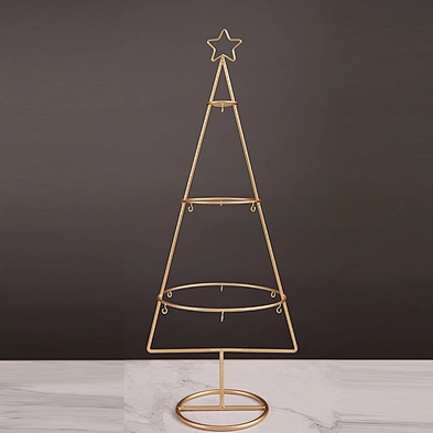Customized Home Decor Metal Christmas Tree Shape Lantern Christmas Decoration Jewelry Display Stand