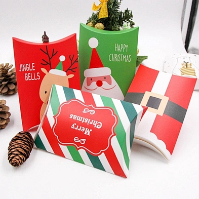 Merry Christmas Candy Gift Boxes Deer Xmas Tree Guests Packaging Boxes Custom Printed Candy Pillow Box