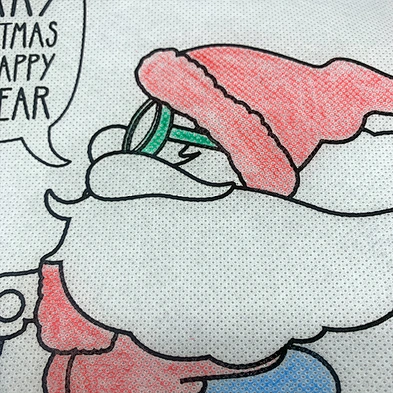 Customized Christmas DIY Painting Drawstring Bag Non Woven Drawstring Bags With Crayons