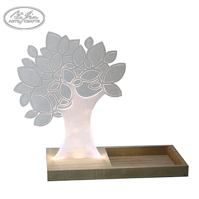 Wholesale fashion LED acrylic jewelry tree necklace bracelet pendant holder with tray