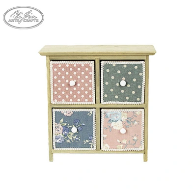 Antique 4 Drawer Wood Storage Box For Jewelry Home Accessories