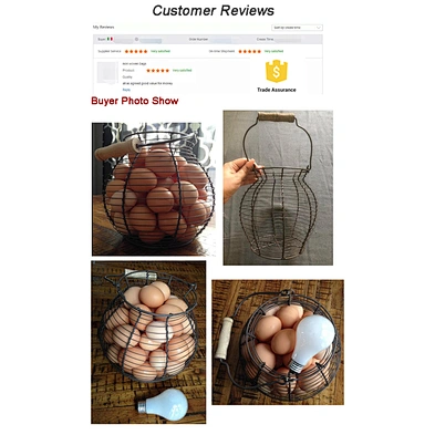 Customized Vintage Countryside Style Egg Basket Home Decoration Small Wire Egg Basket