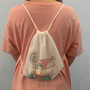 Customized Christmas DIY Painting Drawstring Bag Non Woven Drawstring Bags With Crayons