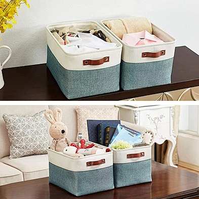 Foldable Storage Bin Collapsible Sturdy 900D Linen Storage Basket With Handles For Organizing Shelf Nursery Home Closet
