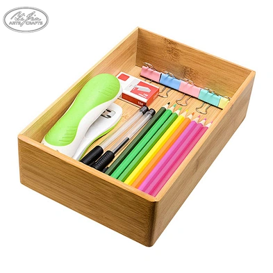 Multifunction Office Home Use Kitchen Drawer Organizer Bath Cosmetic Bamboo Storage Box