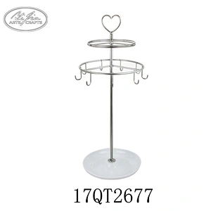 Customized Lovely Metal jewelry necklace display stand with mini tray