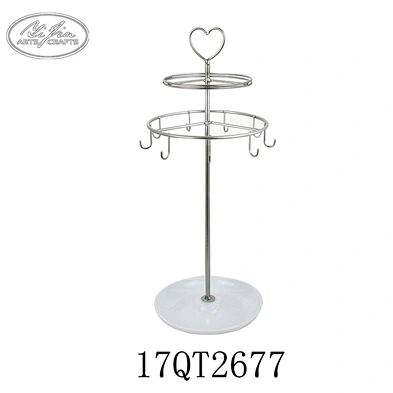 Customized Lovely Metal jewelry necklace display stand with mini tray