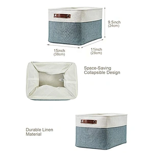 Foldable Storage Bin Collapsible Sturdy 900D Linen Storage Basket With Handles For Organizing Shelf Nursery Home Closet