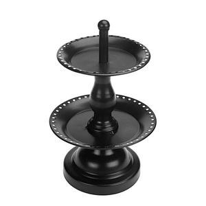 2-Tier Fountain Style Black Earring Hanger Jewelry Ring Dish Jewelry Stand