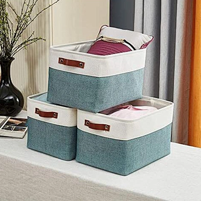 Foldable Storage Bin Collapsible Sturdy 900D Linen Storage Basket With Handles For Organizing Shelf Nursery Home Closet