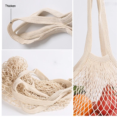 Customized Large Reusable Fruit vegetable Shopping String Grocery Tote Cotton Net Shopping Bag