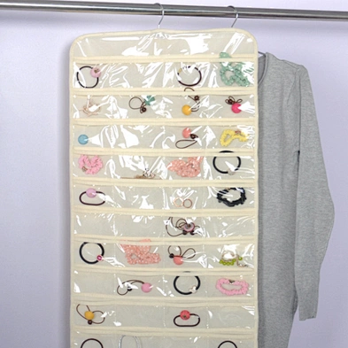 Customized Clear Wall Hanging Jewelry Organizer Holder 80 Pockets Double Sided Jewelry Storage
