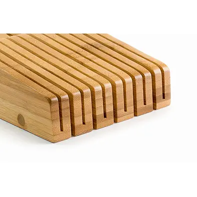 Countertop Convenient Knives Storage Organizer 100% Pure Bamboo In Drawer Knife Block