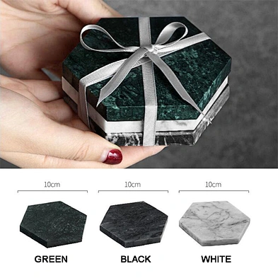 Custom Size Luxury Hexagon Round Marble Coaster For Tea Or Coffee