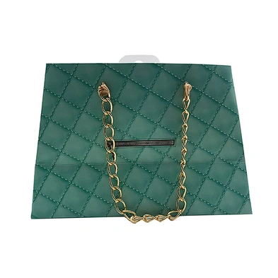 Fashion Custom Paper Jewelry Packaging bag offset printing kraft Paper Bag With Metal Chain Handle