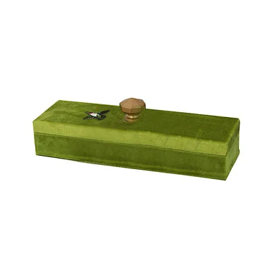 Customized green ring necklace velvet jewelry display box with mirror