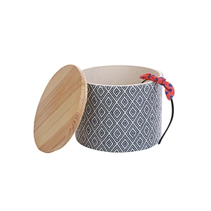 Wooden round jewelry storage box for necklace bracelet