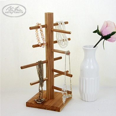 Vintage home use necklace bracelet wooden display jewelry stand