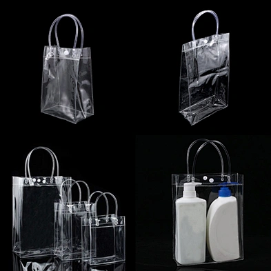 Customized transparent pvc handle shopping bag custom shopping bag vinyl pvc