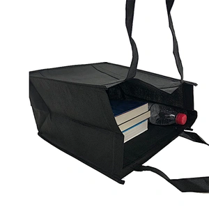 Promotional custom printed logo eco friendly black non woven shopping bags with cardboard