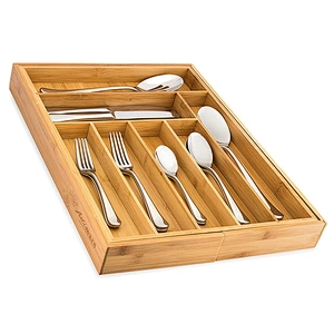 New Upgrade Expandable 7 to 9 compartments Bamboo Drawer Organizer