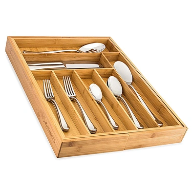 New Upgrade Expandable 7 to 9 compartments Bamboo Drawer Organizer