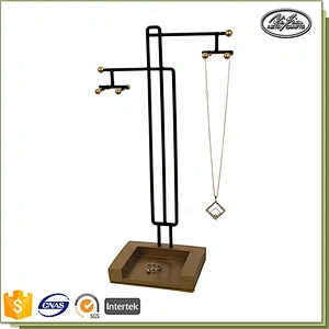 Customized black necklace display holder metal jewelry holder