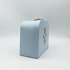 Colorful Printing kids mini paper suitcase box decorative paper cardboard suitcase paper gift packaging box with metal handle