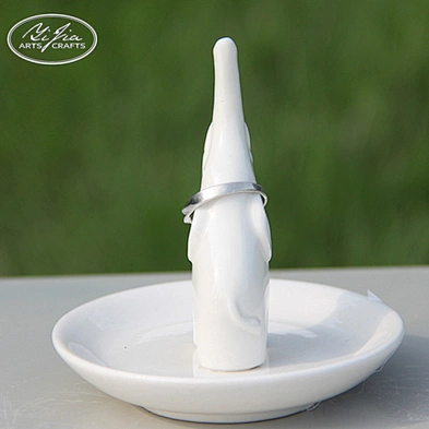 The Eiffel Tower shape ceramic jewelry earring holder plated with silver earring holder