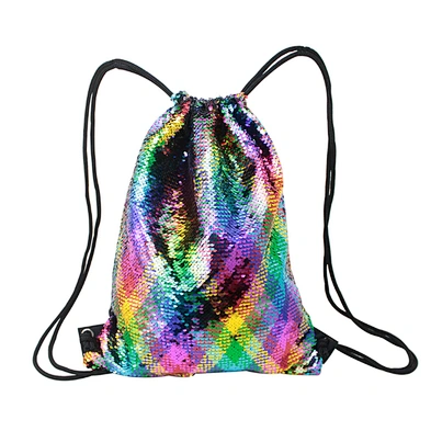 Beach Bag Outdoor Fitness Bag Sequins Bunch Pocket Female Drawstring Bags