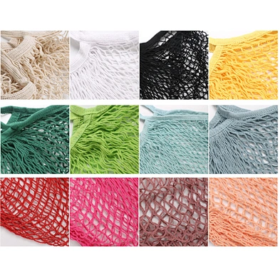 Customized Large Reusable Fruit vegetable Shopping String Grocery Tote Cotton Net Shopping Bag