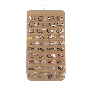 Customized Clear Wall Hanging Jewelry Organizer Holder 80 Pockets Double Sided Jewelry Storage