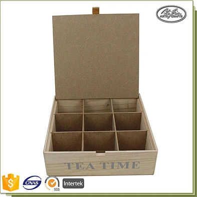 Wholesale customized wooden box with divider for tea bags