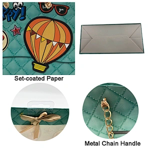 Fashion Custom Paper Jewelry Packaging bag offset printing kraft Paper Bag With Metal Chain Handle
