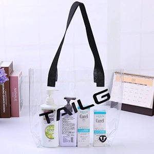customized colorful transparent shopping bag  pvc clear tote bag women vinyl pvc tote bag