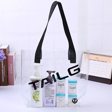 customized colorful transparent shopping bag  pvc clear tote bag women vinyl pvc tote bag