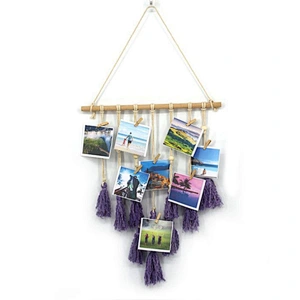 Home Decoration Fringe wall hanging wooden hanging DIY multi collage photo display