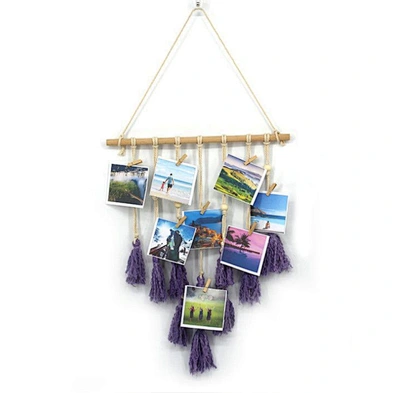 Home Decoration Fringe wall hanging wooden hanging DIY multi collage photo display