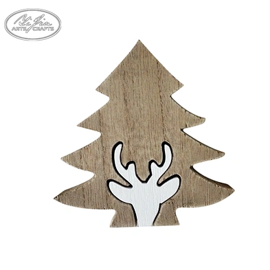 OEM design mini table decoration wooden christmas tree christmas ornaments