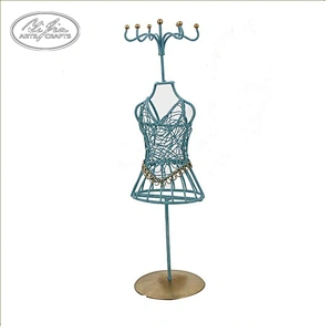 Metal wire mannequin necklace jewelry holder with tray
