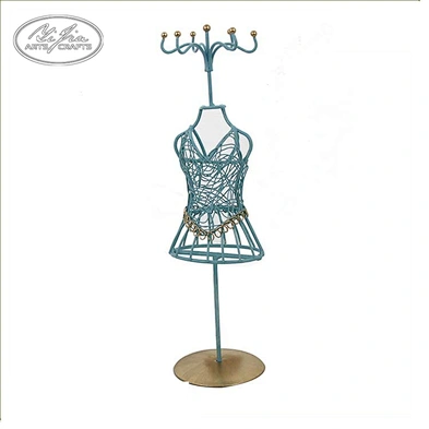Metal wire mannequin necklace jewelry holder with tray