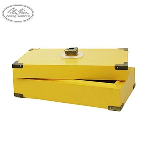 Home decor yellow velvet wooden jewelry storage box