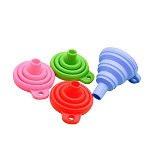 In Stock Food Grade Silicone Collapsible Funnel Silicone Foldable Kitchen Funnel For Liquid Powder Transfer
