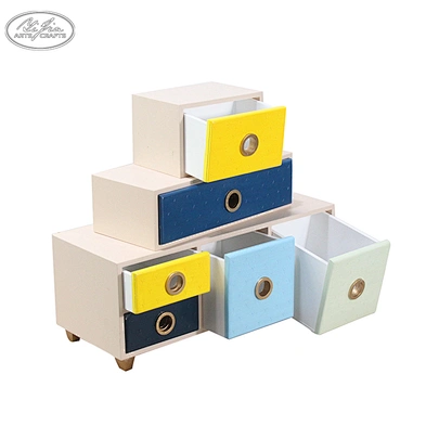 Colorful wooden drawer style custom jewelry storage box set
