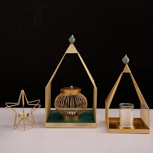 Customizded Gold Different Shaped Metal Tealight Candle Holder For Home Decor