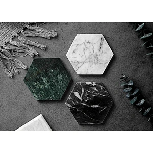 Custom Size Luxury Hexagon Round Marble Coaster For Tea Or Coffee