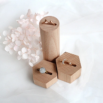Vintage decoration wooden beech necklace bust jewelry display stand set