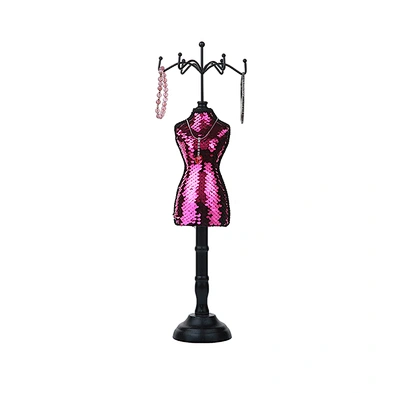Blue sequins Fabric Mannequin Lady Jewelry Holder
